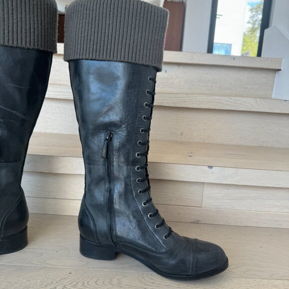 Cole Haan Nike Air Sole Whitley Knit Cuff Knee High Slip On Boots Size 8 - Picture 13 of 16